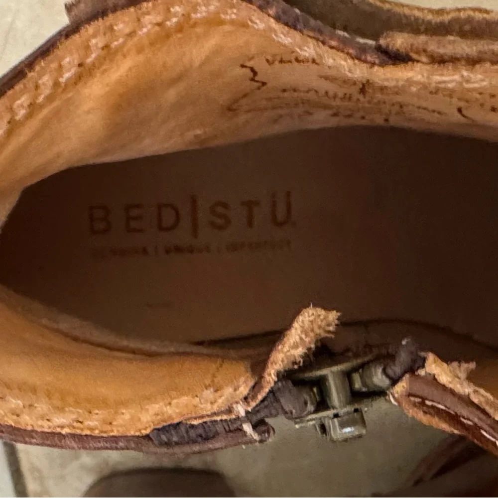 Bed Stu Begin Boots Women Cognac Dip Dye Leather Buckle Cobbler Ankle Boho Sz